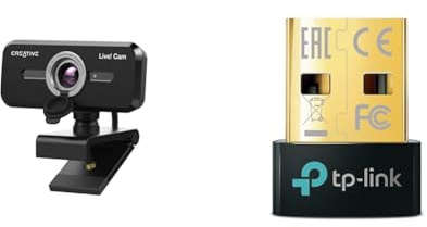 Creative Live! Cam Sync 1080p V2 Webcam USB Grand Angle avec Fonction muet Automatique et réduction du Bruit pour Les appels vidéo & TP-Link Adaptateur Bluetooth 5.0 UB500, dongle Bluetooth 5.0