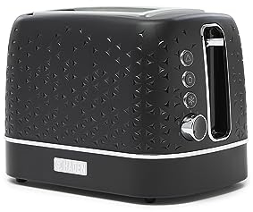 Haden Starbeck Black Toaster 2 Slice - Dual Controls - Variable Browning Controls - Easy To Clean - 1040W - Removable Crumb Tray - Wide Slots - Compact 2 Slice Toaster