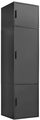 mokebo Kleiderschrank 234cm Höhe in Schwarz 2-türig & 2 Fächer 'Der Grenzenlose', deckenhoher Schlafzimmerschrank, Garderobenschrank, Drehtürenschrank o. Schrank Holz in 60x234x58 (BxHxT)