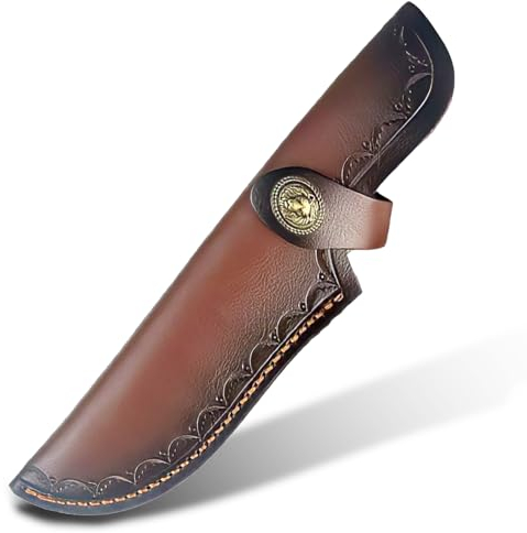 Gürtelmesseretui Hülle Ledertasche, Messertasche für Camping, Messergürtelscheide, Holster zweiter Schicht+Pflanze Handwerks Leder, Messerscheide mit Gürtelschlaufe für die Jagdmesser (L)