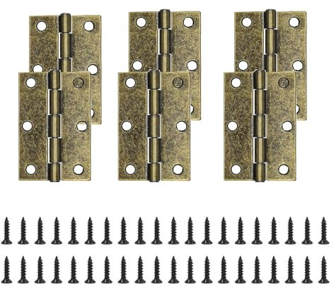 CANGCANG 3 (75mm) Retro Door Hinges,6PCS Bronze Butt Hinge Stainless Steel Hinge,Cabinet Cupboard Hinges for Wood Bathroom Internal Including 38pcs Fixing Screw
