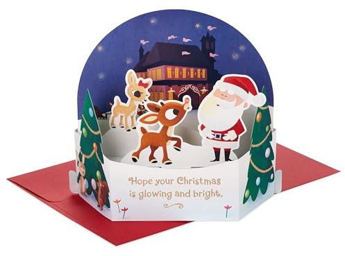 Hallmark julkort, 3D och pop up julkort, jultomten och Rudolph, snöglob design