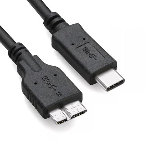 3FT External Hard Drive Cord to USB C for Western Digital WD My Passport, Seagate, Toshiba Canvio, LaCie, etc, Compatible with iPhone 15, PC, Mac, Samsung, LG, Moto, Pixel & Other USB-C Devices