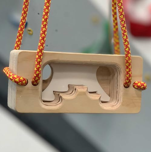 Nature Care Ergo Portable Hangboard | Double Edge (Standard and Ergonomic Unlevel Uneven edge) Portable Hangboard Fingerboard Climbing Gift | 25-35mm deep edges, 70mm pinch | by MUSCLE MOUNTAIN®