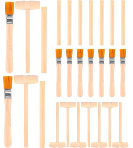 JINJUMEI 9 Ensembles D'outils D'excavation Archéologique pour Enfants, Kit de Creusement, Petit Marteau en Bois Petit Pinceau Marteau Burineur, Jouet Éducatif Enfants Outil De Creusement
