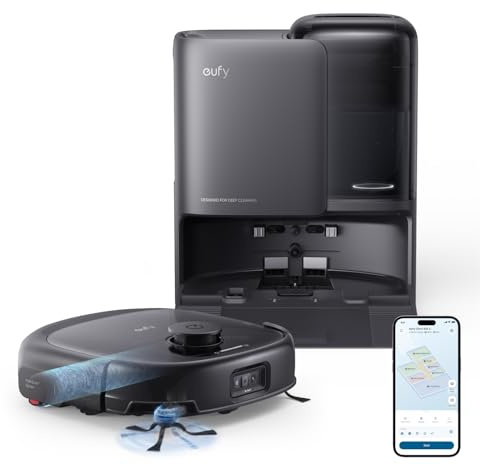 eufy Robot aspirateur Omni E25, système HydroJet, Aspiration Turbo de 20 000 Pa, brosses démêlantes DuoSpiral, Bras CornerRover, Station Tout-en-Un