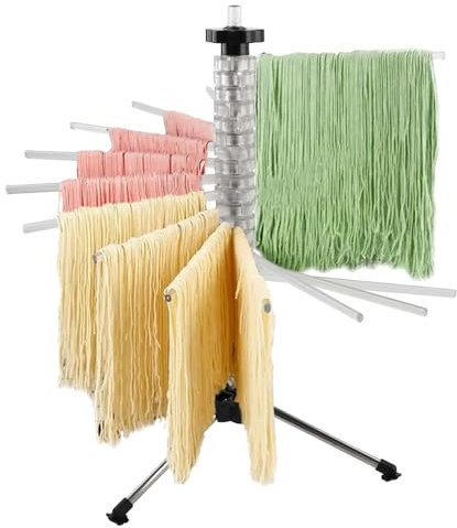 KAYCROWN Collapsible Pasta Drying Rack, 16 BPA-Free Acrylic Rods, Compact for Easy Storage, No Set Up, Hanging up to 5 lbs of Pasta, for Kitchen Quick Drying Pasta, Homemade Noodle, Easy to Clean