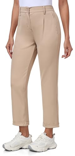 MoFiz Golfbyxor för kvinnor, arbete, affärskontor, stretchbyxor med ficka, kaki, XL