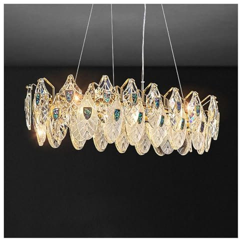 Genérico Lámpara Colgante con Forma de Pavo y LED, luminaria de suspensión for Sala de Estar(Warm Light,90cm Oval)