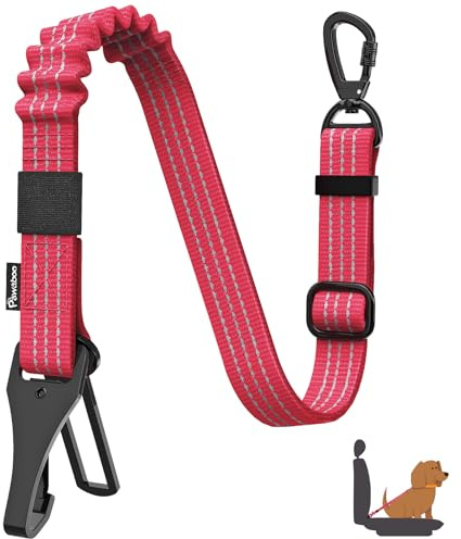 Pawaboo Ceinture de Sécurité pour Chien, Ceinture de Sécurité pour Chien, Attache Antichoc pour Chiens avec Boucle et Crochet, Laisse Harnais avec Boucle Verrouillable à 360°, Rouge
