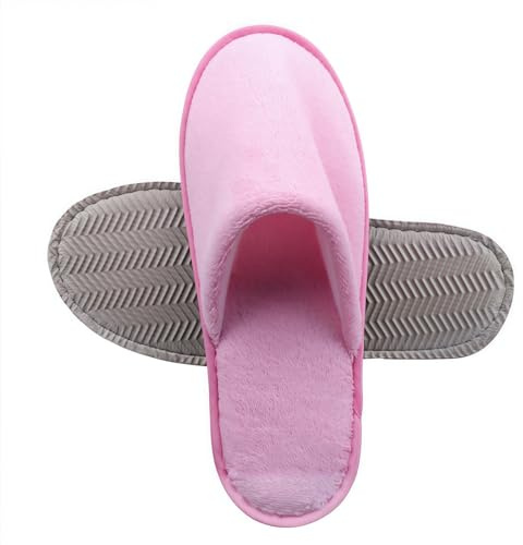 JoWebb 5 Pairs Disposable Closed-Toe Hotel Slippers for Women, Washable & Foldable Spa Guest Slippers for Travel, Parties and Home Use