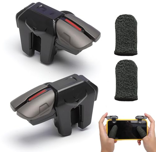 Manette Jeu Mobile Trigger Controller L1R1 L2R2, Manette Smartphone pour PUBG Mobile & Call of Duty Android iPhone iOS, Joystick Téléphone Portable & Accessoires Gaming avec Doigts Antidérapants