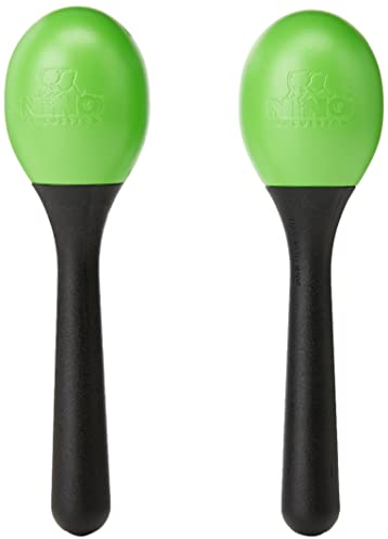 Nino Percussion Small Egg Maracas - 1 Paar kleine Shaker für Kinder ab 3 Jahren - Musikinstrument - Kunststoff, Schwarz und Grün (NINO569GG)