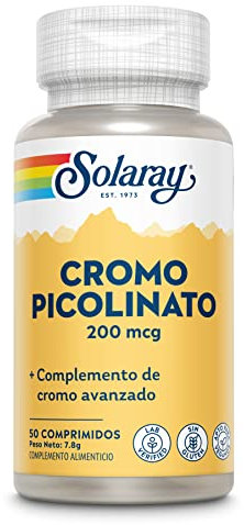 Solaray Chromium Picolinate 200mcg | Picolinato de Cromo | 50 Tabletas