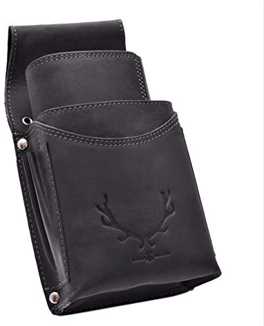 Menzo Profikellnerset 12 Monate GARANTIE! Kellnerbörse Kellnergeldbörse Leder doppelt genäht (schwarz (Geweih))