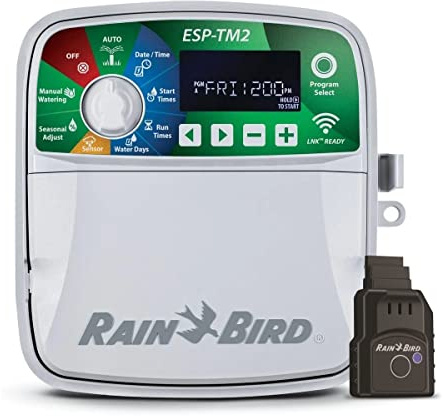Rain-Bird ESP-TM2 Indoor Outdoor Irrigation WiFi Zone Controller Timer Box and Link Lnk WiFi Mobile Wireless Smartphone Upgrade Module Sprinkler System (8 Zone)