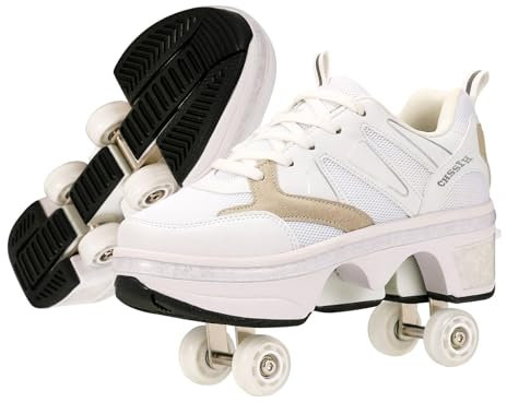 Schuhe mit Rollen für Mädchen und Jungen - Rollschuhe Schuhe für Kinder - Roller Skate Shoes - Atmungsaktives Mesh-Material - Geburtstagsgeschenk, Grau-41