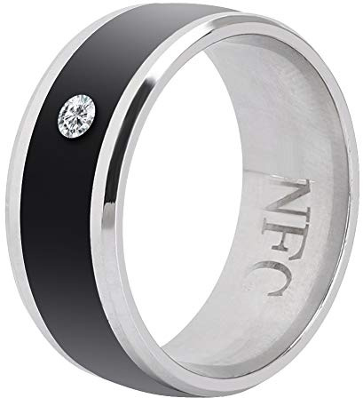 01 Anello intelligente, dispositivo indossabile magico per la condivisione dei dati Anello intelligente multifunzionale con chip NFC ultra sensibile per telefoni cellulari (taglia 11, 12)