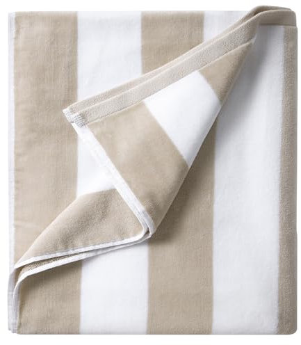 LULUHOME Plush Oversized Beach Towel - Fluffy Cotton Thick 36 x 70 Inch Chiffon Striped Pool Towels, Large Summer Cabana Swimming Towel for Adults