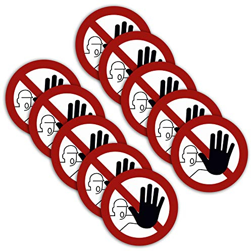 STROBO - 10 adesivi XXL vietati l'ingresso vietato, Ø 21 cm, nessun passaggio per persone non autorizzate, segnali di divieto con protezione UV per interni ed esterni