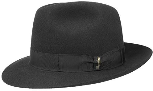 Borsalino Marengo Haarfilz Bogarthut Haarfilzhut Fedora Herrenhut Filzhut Wollhut (62 cm - schwarz)