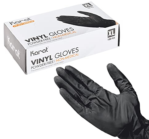 Karat Black Synthetic Vinyl Powder-FREE Glove - Case of 1000 (XL)