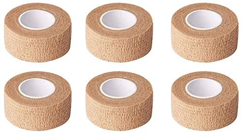 6pc-1 Inch Wide Skin Colour Elastic Self- Adhesive Bandage Finger Tape，First Aid Wrap Bandages, for Wrist and Ankle Sprains & Swelling