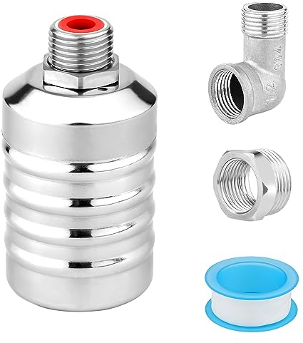Automatisches Schwimmerventil, 1,3cm 2cm Gewinde Edelstahl Wasserstandskontrolle Schwimmerventil Kein Strom Erforderlich Kontrollschwimmerventil für Wassertank Pool Wasserturm