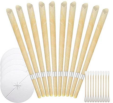 Set of 10 Natural Beeswax Ear Candles Wax Removal, Ear Wax Candles for Ear Candling Wax Removal, Ear Candling Candles for Ear Cleaning, Ear Wax Candle Ear Wax Removal Tool Earwax Cleaner for Adult
