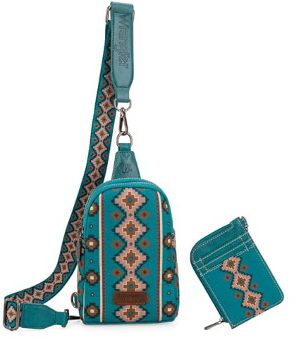 Wrangler Crossbody Bag with Card Wallet Aztec Sling Bag Purse Set WG2205-210WDTQ