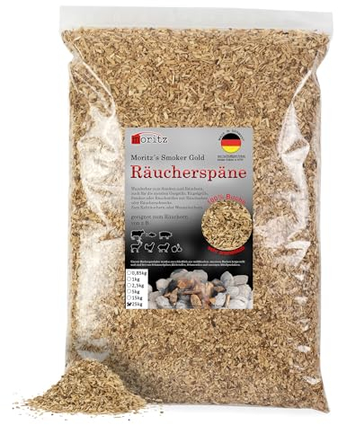 Moritz Copeaux de fumage à froid de poisson, viande, saucisse, fromage, légumes, 25 kg, 0,75-2 mm d'épaisseur, pour barbecue, farine de fumage