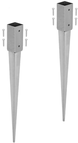 KOTARBAU® Set 2 Pezzi Supporto per Pali in Legno - da Infissione - 75 cm - Acciaio Zincato - Argento - 61 x 61 mm - Staffe per Pali in Legno - Robusta - Resistente