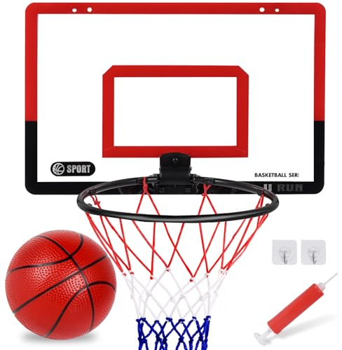 basketballkorb Indoor, basketballkorb Outdoor Kinder mit Mini Basketball, ballpumpe und basketballnetz, Kinder Outdoor Indoor spielgeräte, Basketball Geschenke (rot)