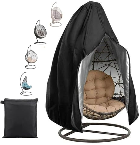Fansu Funda para Silla Colgante, Tela Oxford Funda Balancin Jardin Exterior, Funda para Columpio Jardin Impermeable Anti-UV, para Hanging Egg Chair Exterior Patio Balcon (Negro,230x200cm)