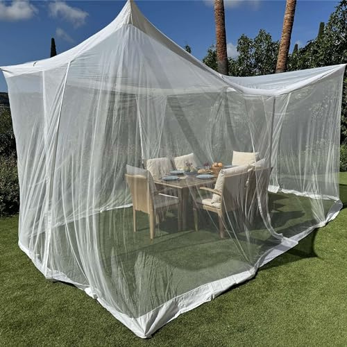 Moustiquaire pour Patio 4,5 x 2,5 M | Très Grandes Tailles Et Tissu Conçu pour L'Extérieur | Blanc Maille De Protection Contre Les Insectes pour Gazebo, Porche Et Terrasse De Jardin