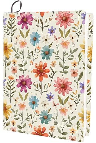 craspire Couverture de Livre Extensible à Fleurs Feuille Florale Lavable et Réutilisable Grand Tissu en Nylon Protection de Livre en Polyester Enveloppes Élastiques de 9.4x15.7 Pouce Adaptées