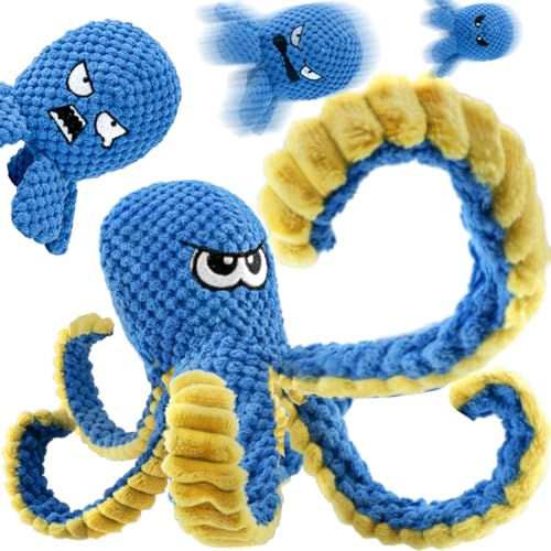 Giocattoli Interattivi per Cani - Set 4 Puzzle di Peluche Scricchiolanti con Polpo Ripieni Durevoli per Cuccioli