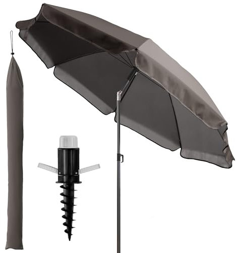 4smile Künstlicher Weihnachtsbaum 180 cm Grau - naturgetreu, langlebig, naturgetreu, langlebig - Robuster Strandschirm mit Bodenhülse & Schutzhülle, Ø 180 cm