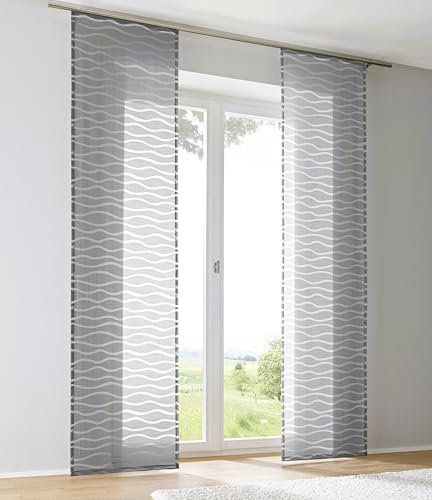 Kutti Schiebegardine Schiebevorhang Raumtrenner Enya grau Ausbrenner mit Paneelwagen B 60 x H 245 cm (1 STK)