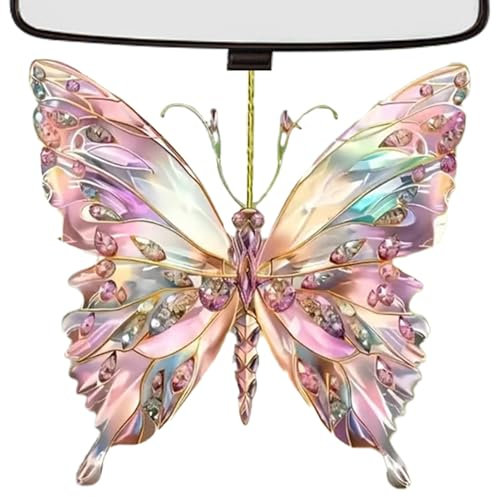 Ornements de papillon pour arbre, papillon cristallin | Ornement des animaux cristallins,Décoration de fenêtres de fabricant d'arc-en-aux paillettes pour les sacs à dos, poignées de porte, arbres de v