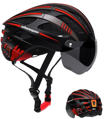 Shinmax Casco Bicicleta Adulto Casco Bici con USB Luz Pegatina Luminosa Certificado CE Casco Bicicleta Mujer Hombre con Visera Magnética Casco MTB Casco Bici para Montaña Ciclismo Carretera 57-62 cm