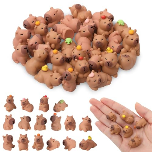 GSrenyu 32 mini figure di Capybara 16 stili in resina Capibara Mini figure in resina animali tagliati Capybara Figurine in miniatura per giardino da tavolo casa delle bambole muschio paesaggio festa
