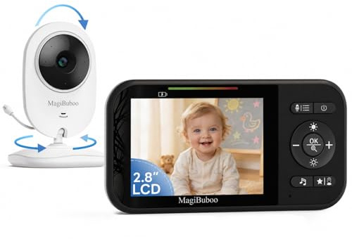 MagiBuboo Babyphone mit Kamera ohne WLAN Baby Monitor IR-Nachtsicht Babyfon mit Kamera 2.8 IPS Display Video Babyphone 2-Wege-Audio ECO-/VOX-Modus Weinen-Erkennung 2-Wege-Audio