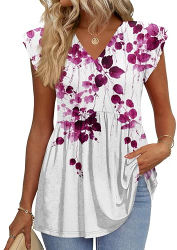 Blouse Femmes Grandes Tailles Populaire Gilet Shirt Sport D'Été Col en V T-Shirt pour Femme Imprimée Loose