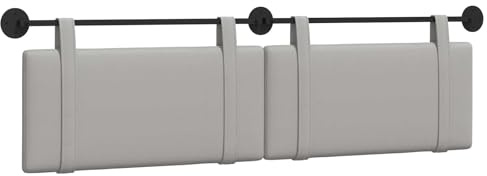 SooIarix Set di 2 pannelli frontali da appendere a parete, in tessuto grigio nuvola, 190 x 55 x 5 cm, imbottiti, con asta in metallo, versatili, per camera da letto, cuscini da parete, pannelli da