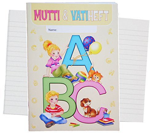 alles-meine.de GmbH Muttiheft Heft - ABC - Schule & Kindergarten - liniert - Junge & Mädchen - Oktavheft - Aufgabenheft - Aufgaben Mutti ABC Schule Teddybär - linierte Seiten