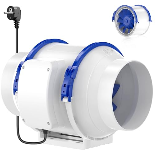 HG Power Rohrventilator 125mm, Abluftventilator 230V Leise Kanalventilator Energiesparend Badlüfter 280m³/h Rohrlüfter mit EU-Stecker für Küchen Badezimmer Garage