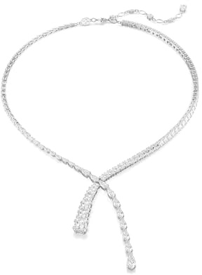 Swarovski Matrix Y-Halskette, Weiße, Rhodinierte Kette mit Strahlenden Kristallen in Verschiedenen Schliffen