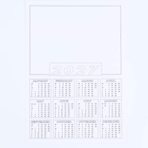 2027 Blank Calendar A4 Wall Year to View DIY Planner Sheets (Pack of 10) | 280-Micron White Card with Creative Space for Photos, Drawings and Crafts - Ideal for School Projects and Office Organisation