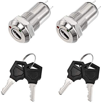 Sourcingmap 12mm 2 Positions Key Locking Push Button Switch with 2 Keys NO-Off 12x29mm 2pcs
